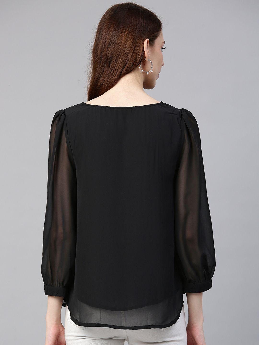 Black Scattered sequin embellished blouse