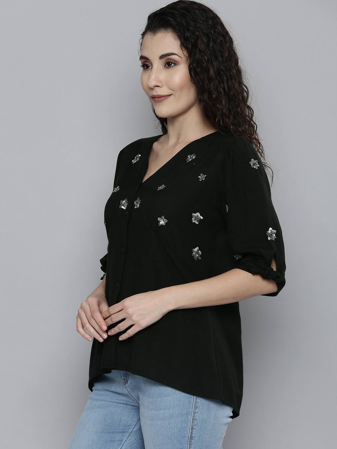 Embellished black top