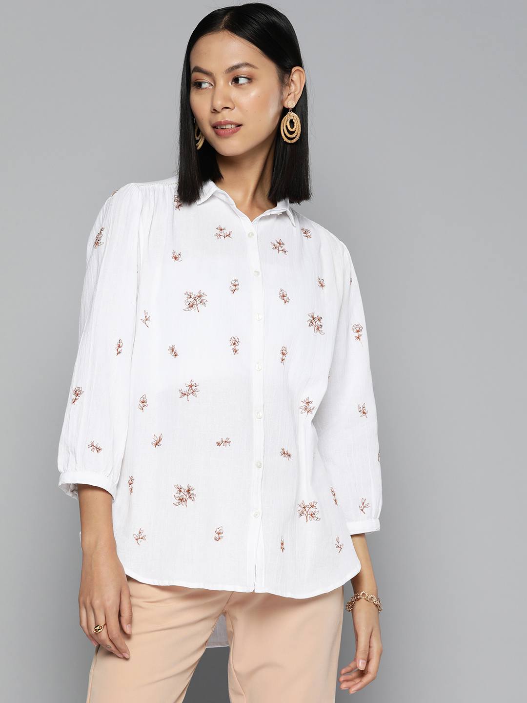 Embroidered off-white shirt