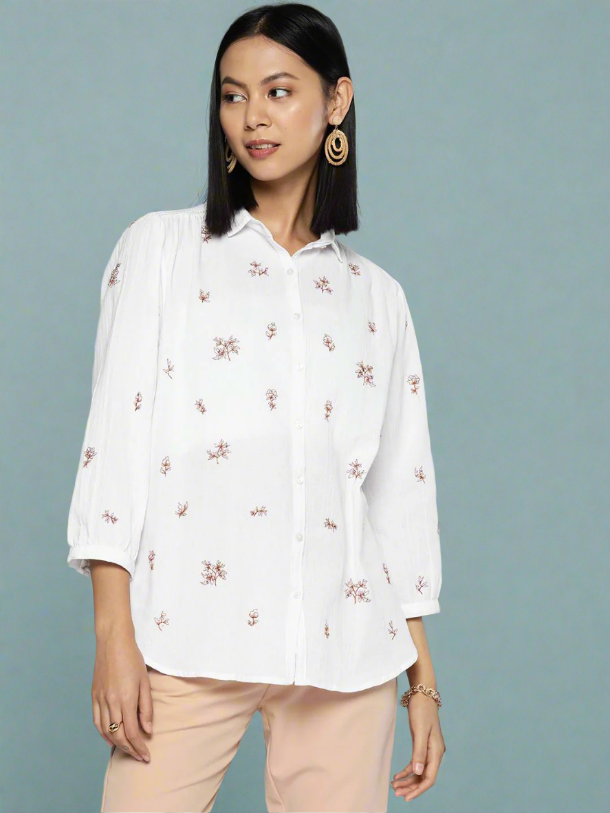 Embroidered off-white shirt