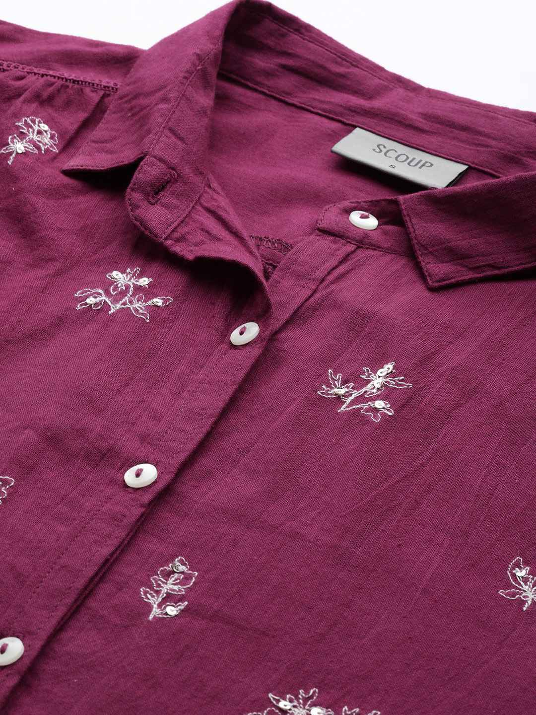 Embroidered burgundy shirt