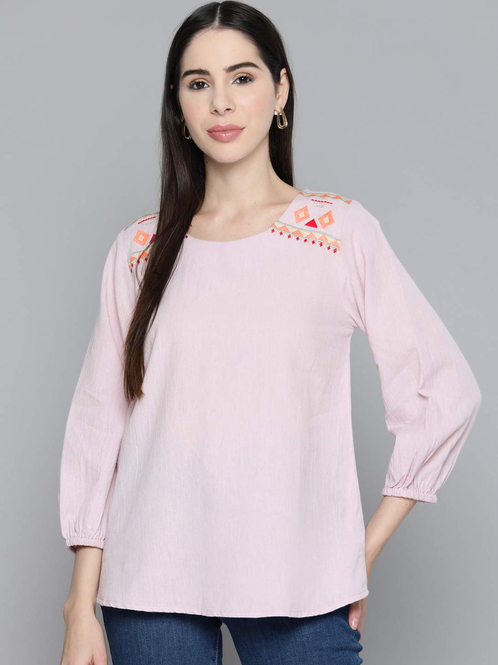 Embroidered mauve top
