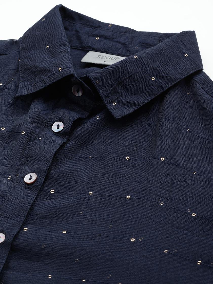 Scoup Navy Blue Sequinned Shirt