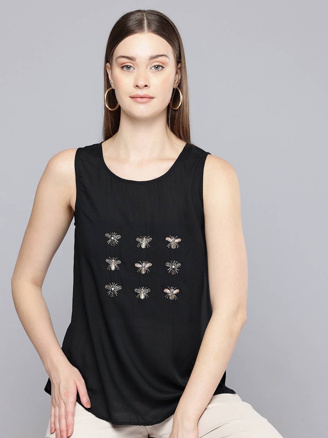 Scoup Honey Bee Embroidered Tank Top