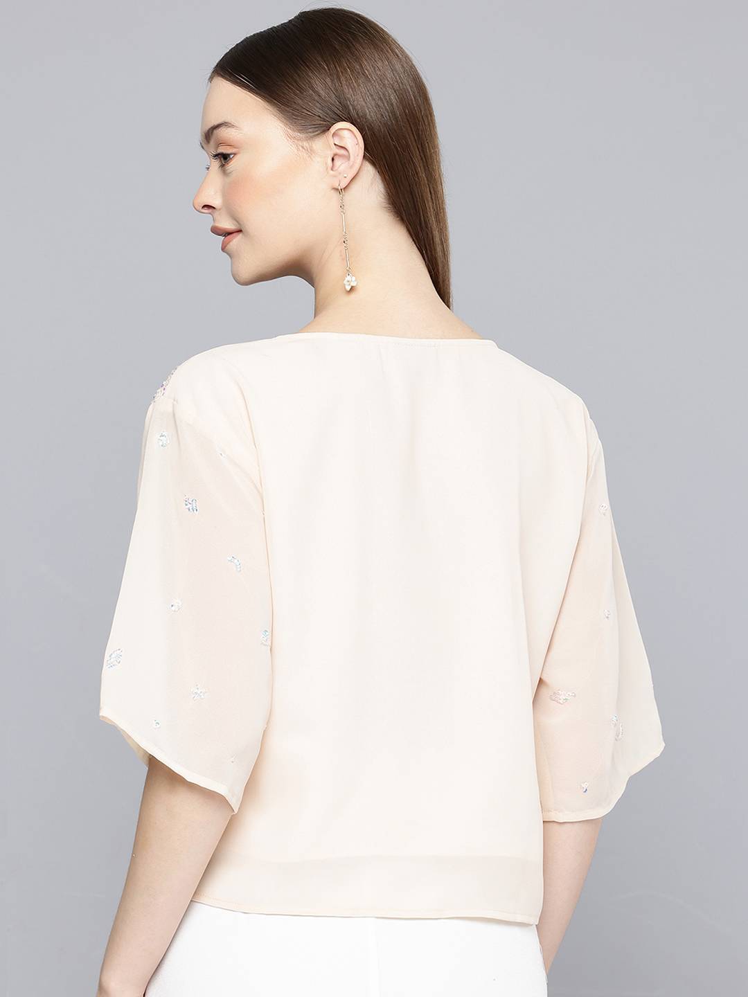 Scoup Embellished Georgette Boxy Top
