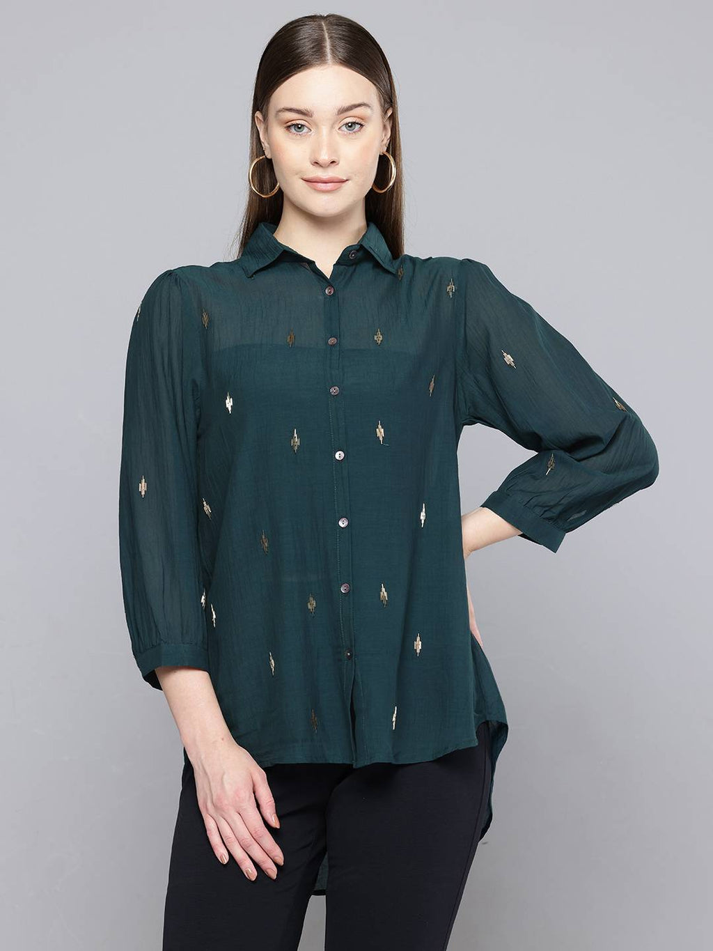 Scoup Green Hand embellished shirt