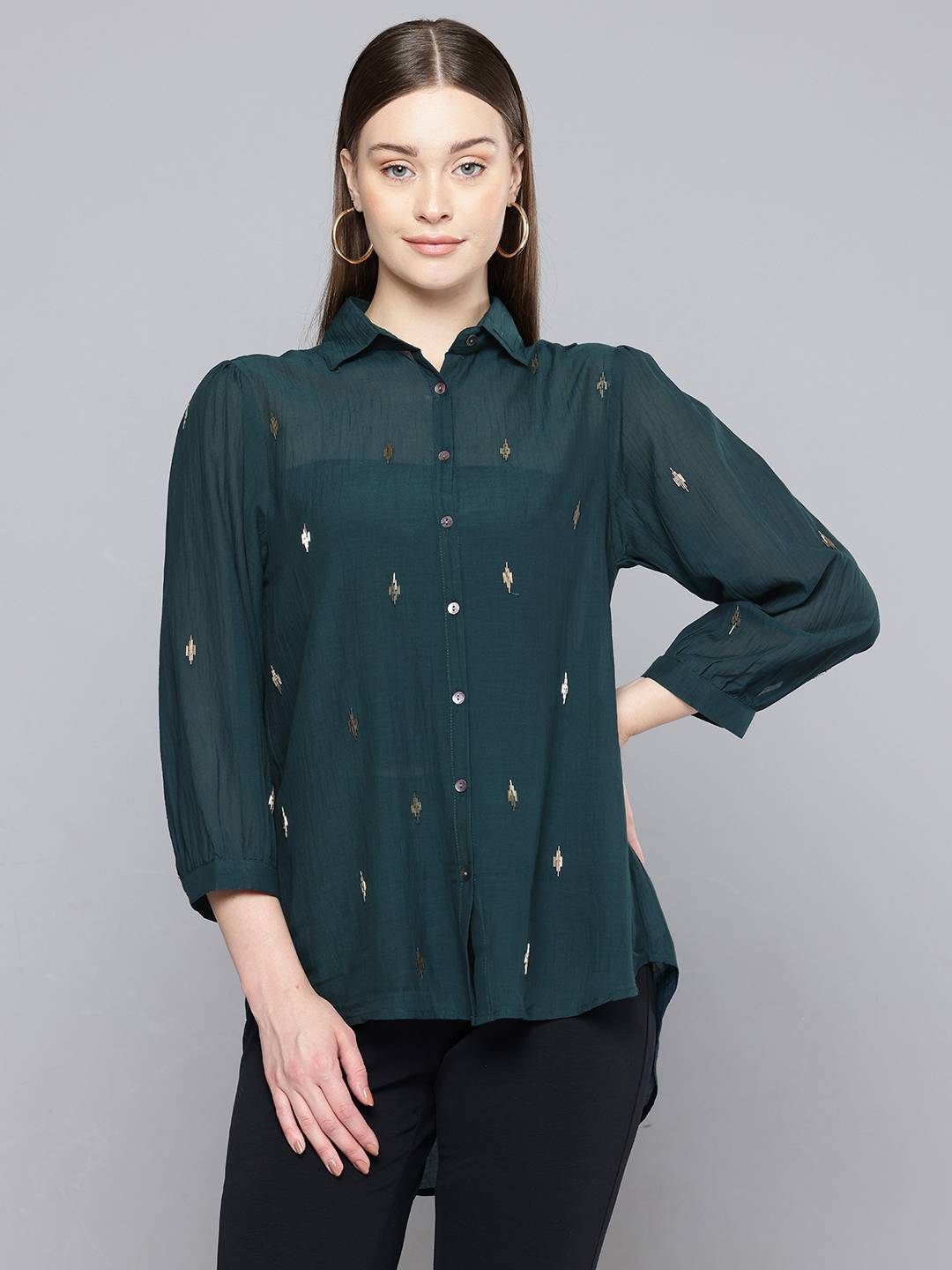 Scoup Green Hand embellished shirt
