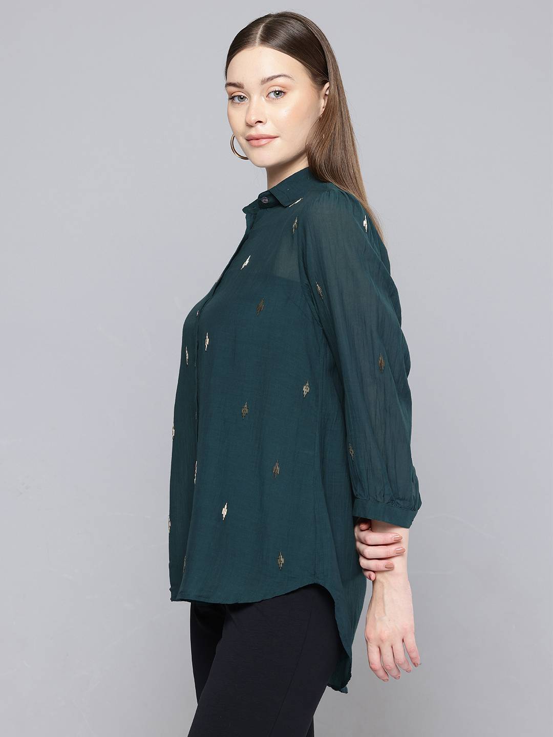 Scoup Green Hand embellished shirt