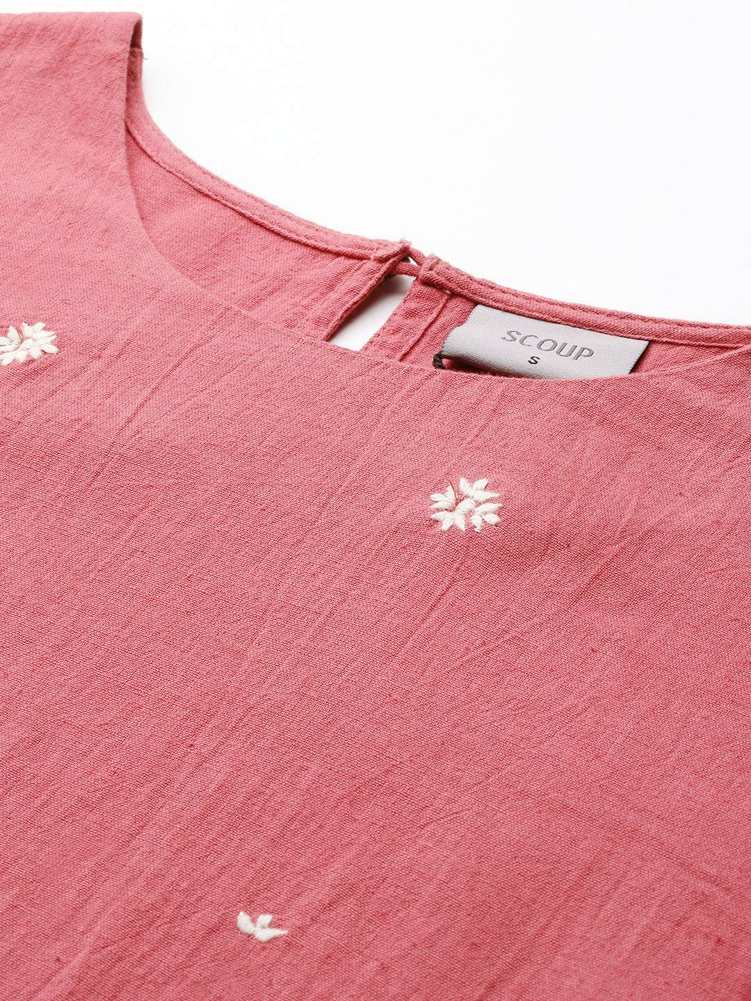 Scoup Floral Embroidered Linen Top
