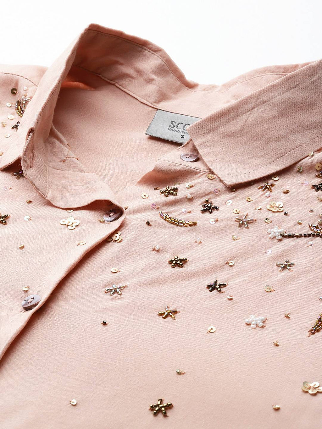 Scoup Dusty peach hand embellished shirt