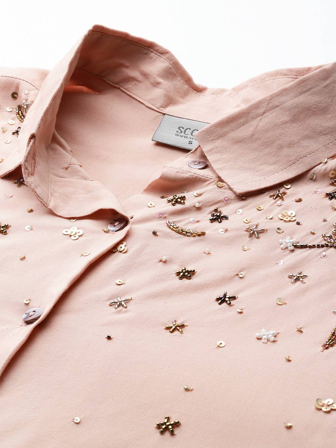 Scoup Dusty peach hand embellished shirt