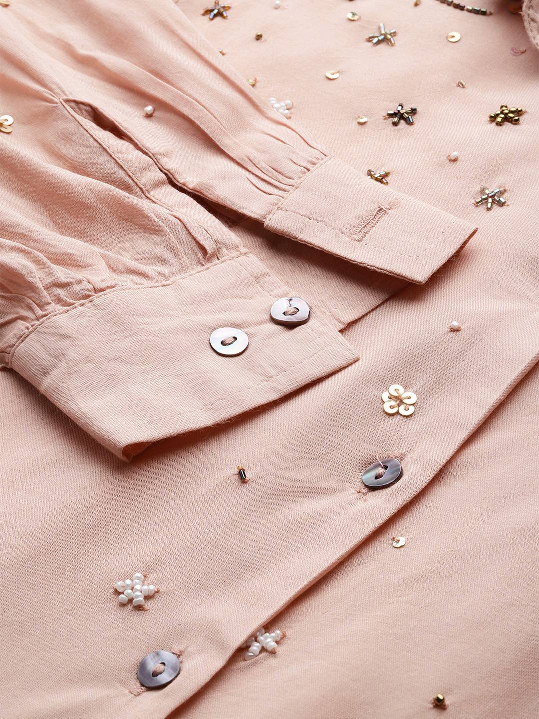 Scoup Dusty peach hand embellished shirt