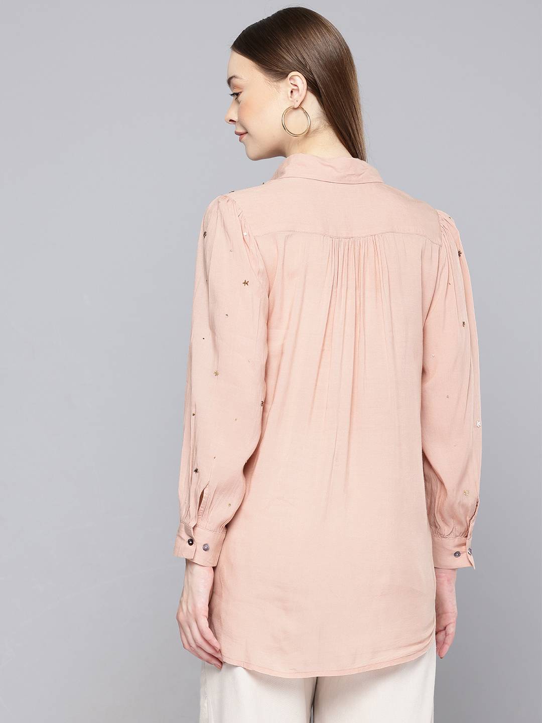 Scoup Dusty peach hand embellished shirt