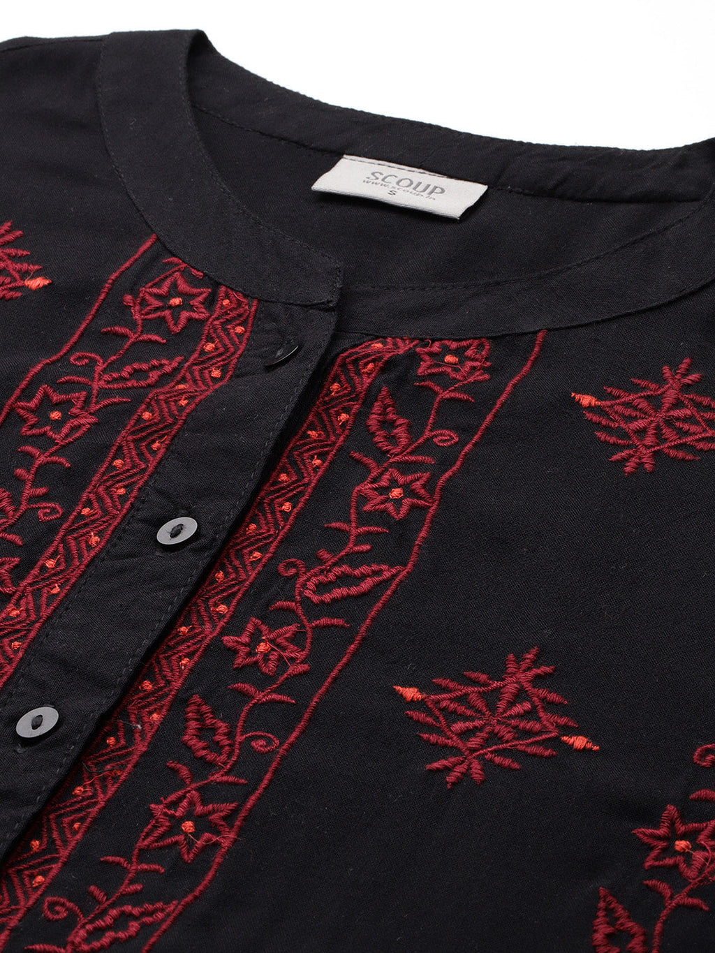 Black Embroidered Rayon Tunic