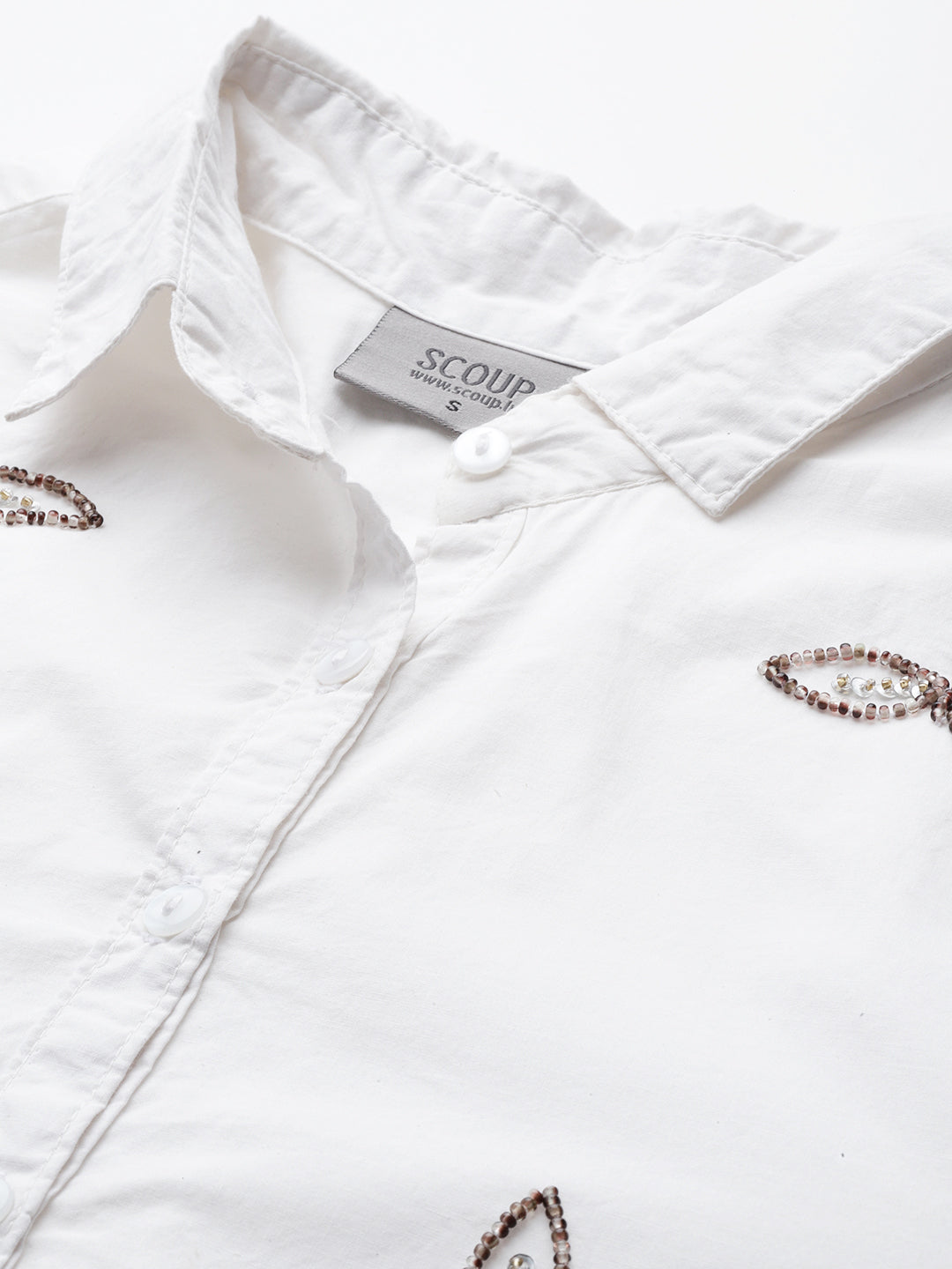 White embellished poplin shirt