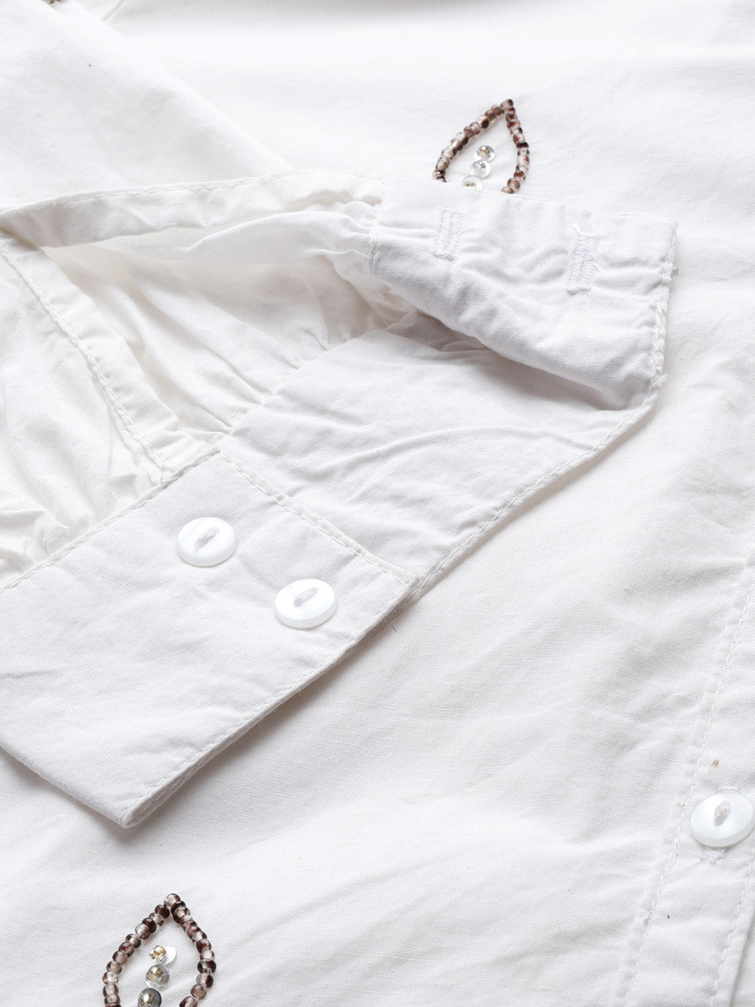 White embellished poplin shirt