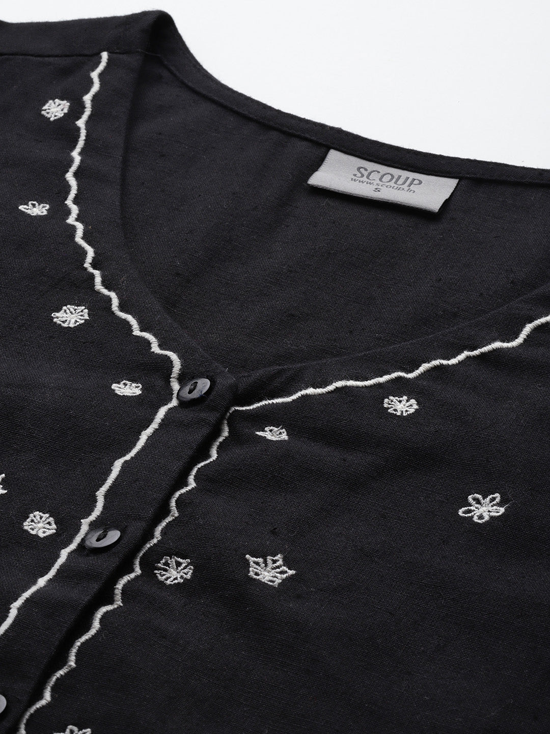 Women Black Linen Solid Boxy Top