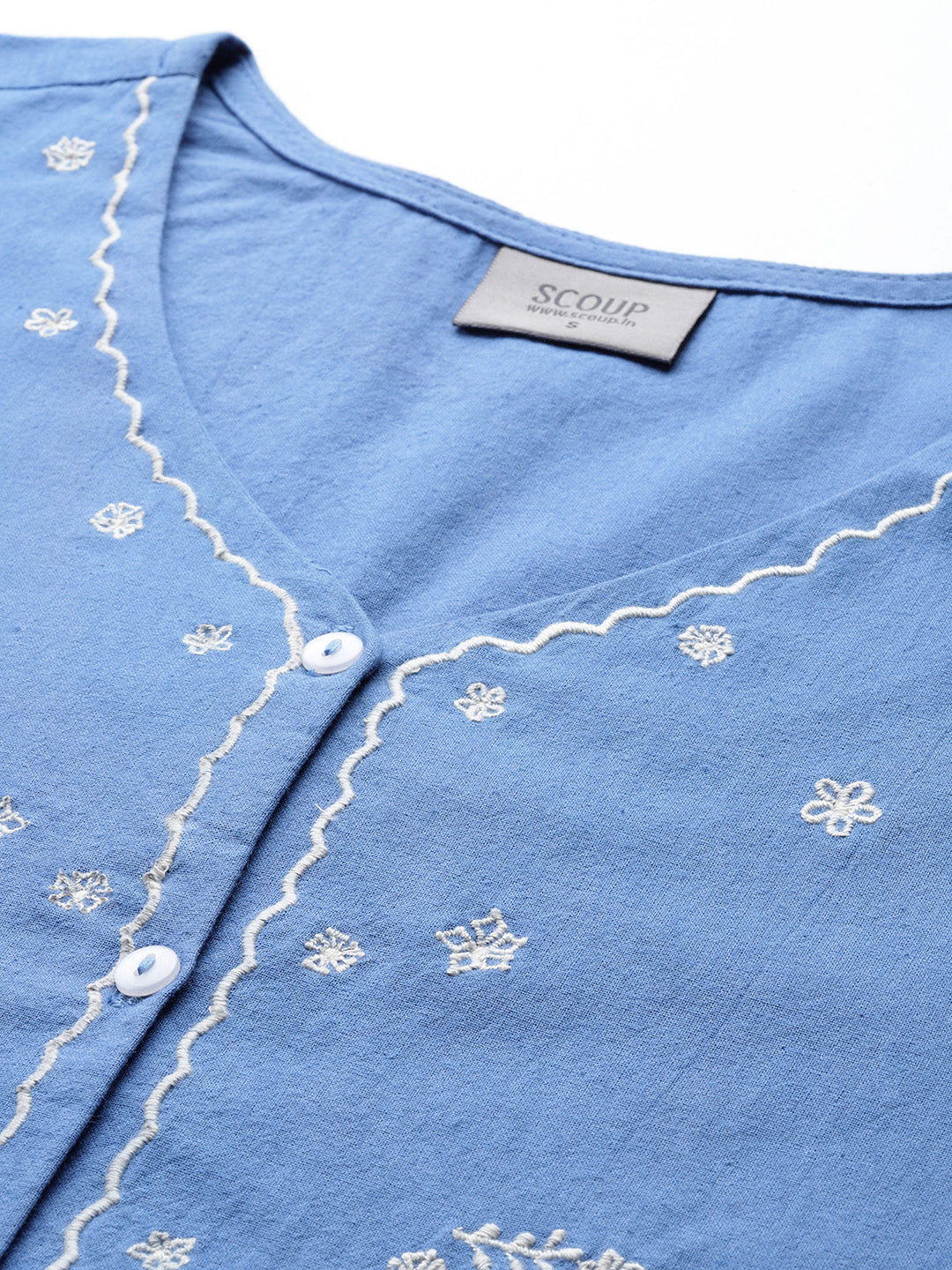 Women Blue Linen Solid Boxy Top