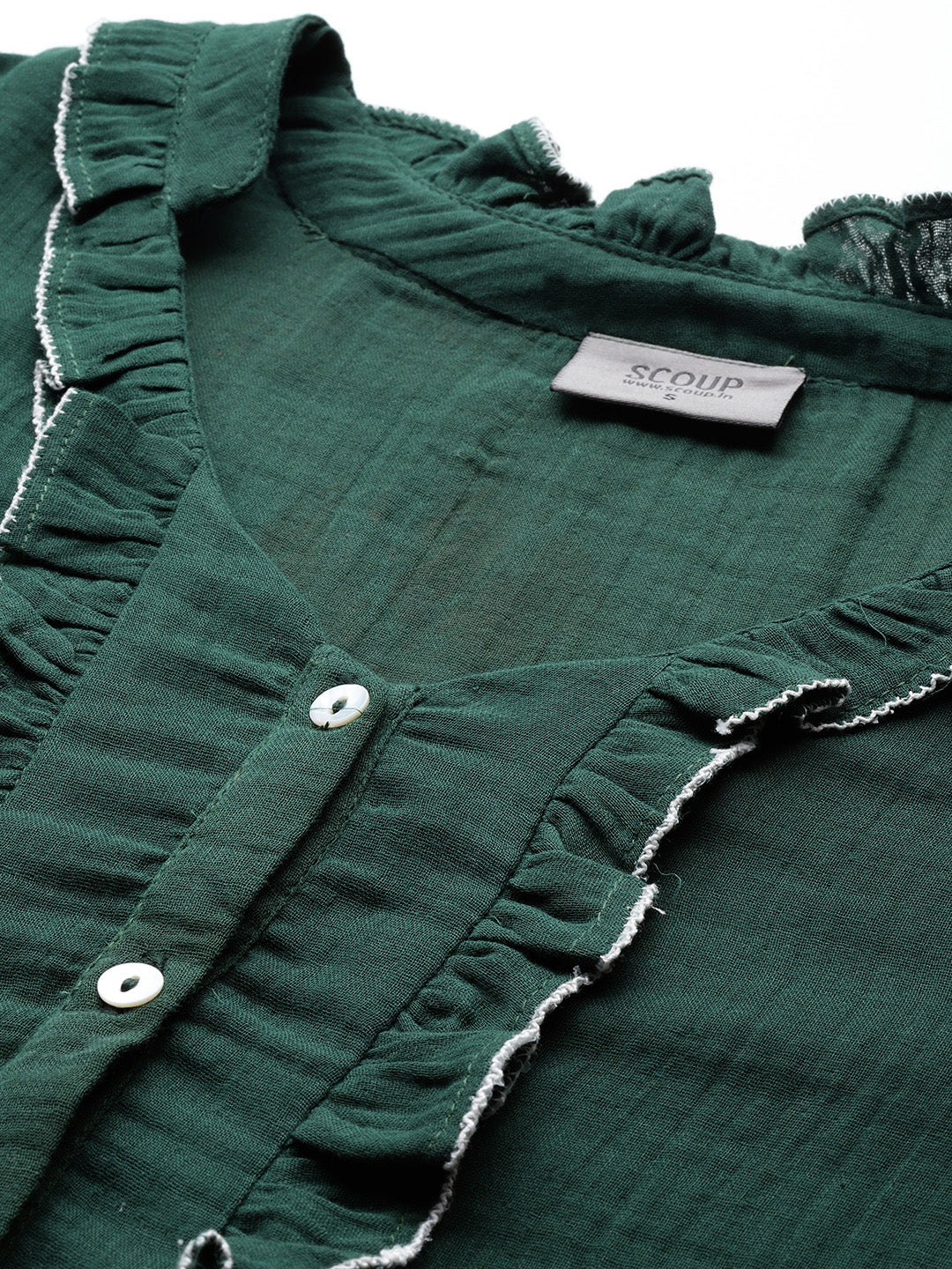 Green top- frill detail cotton top