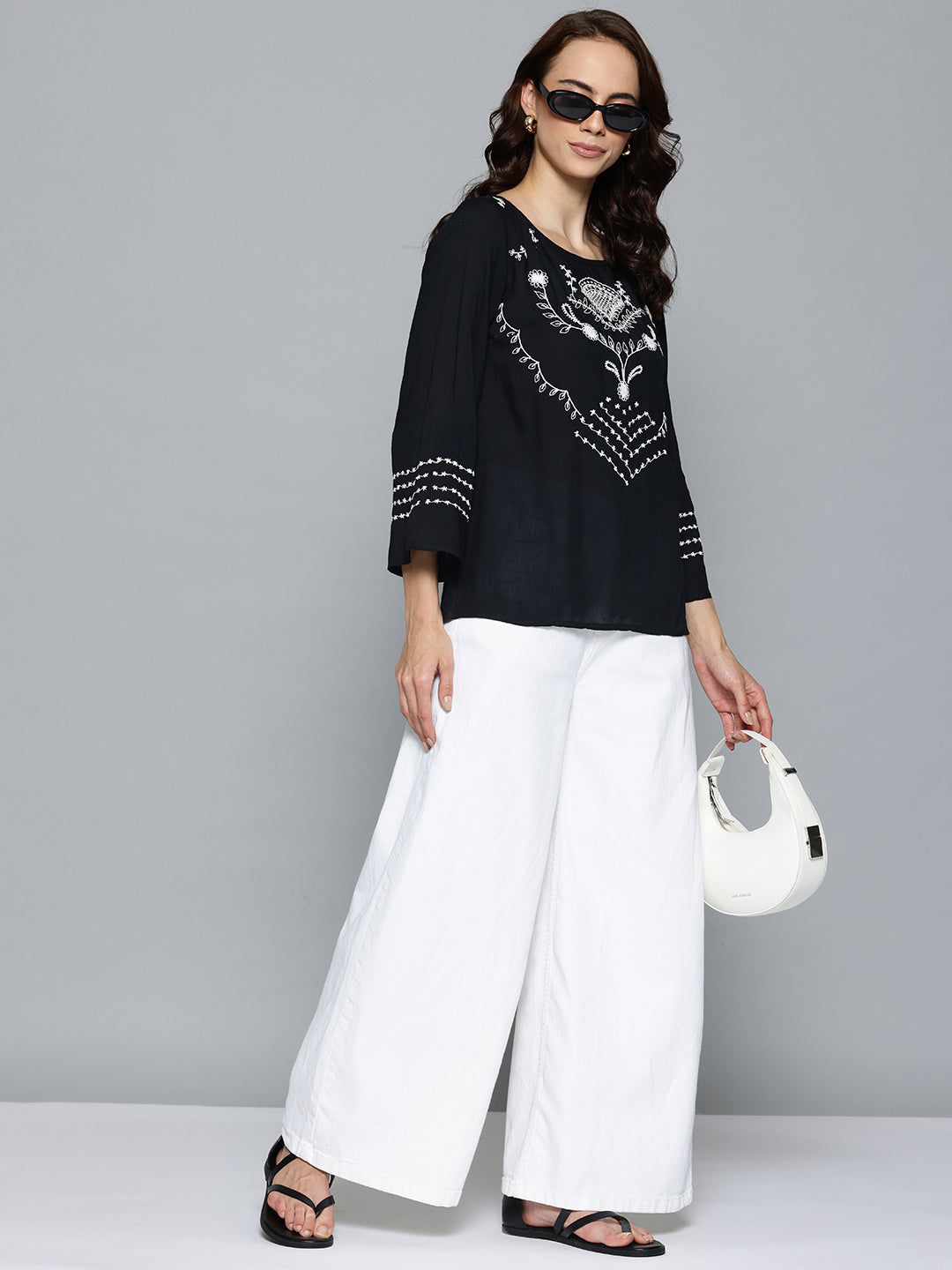 Thread embroidered Rayon top