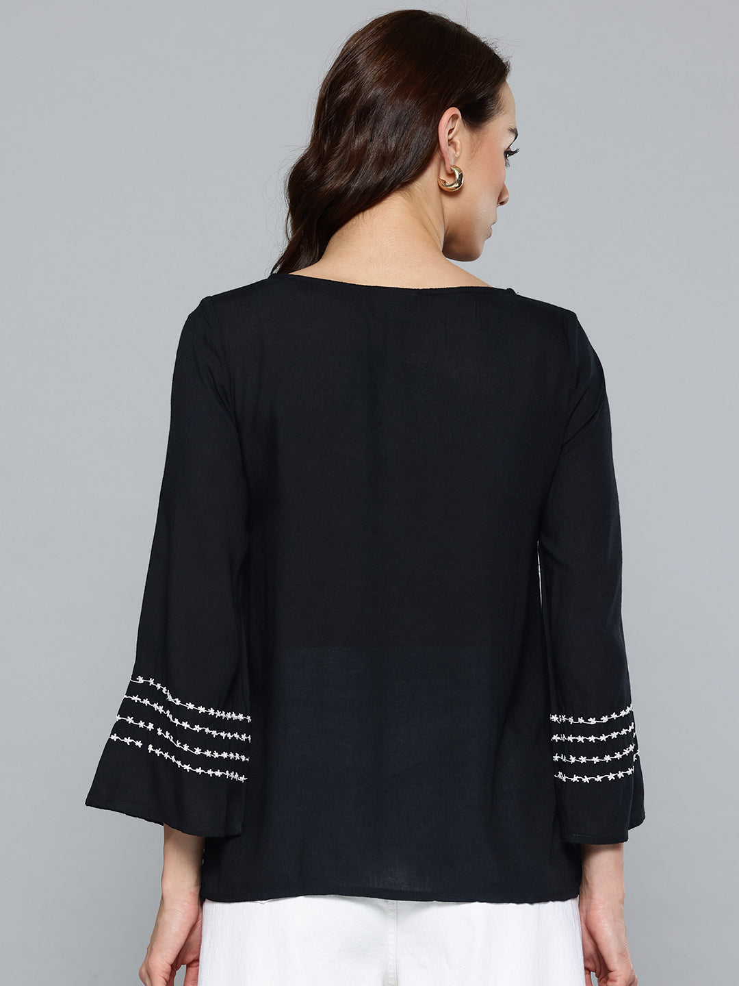 Thread embroidered Rayon top