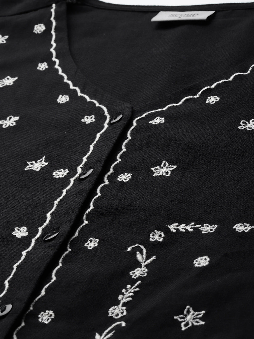 Black embroidered cord-set