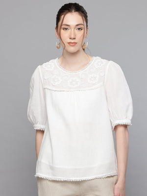 Hand embroidered cotton top