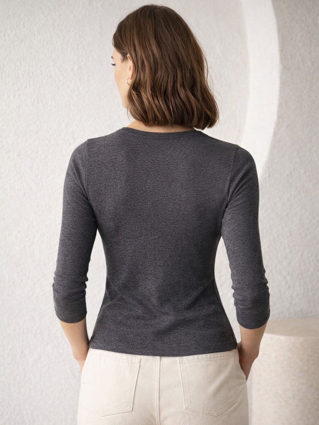 Grey Melange Jersey RIB Top