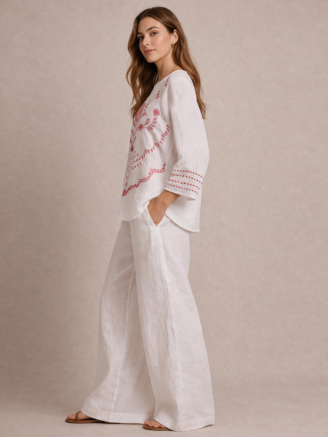 Thread Embroidered Cotton Top