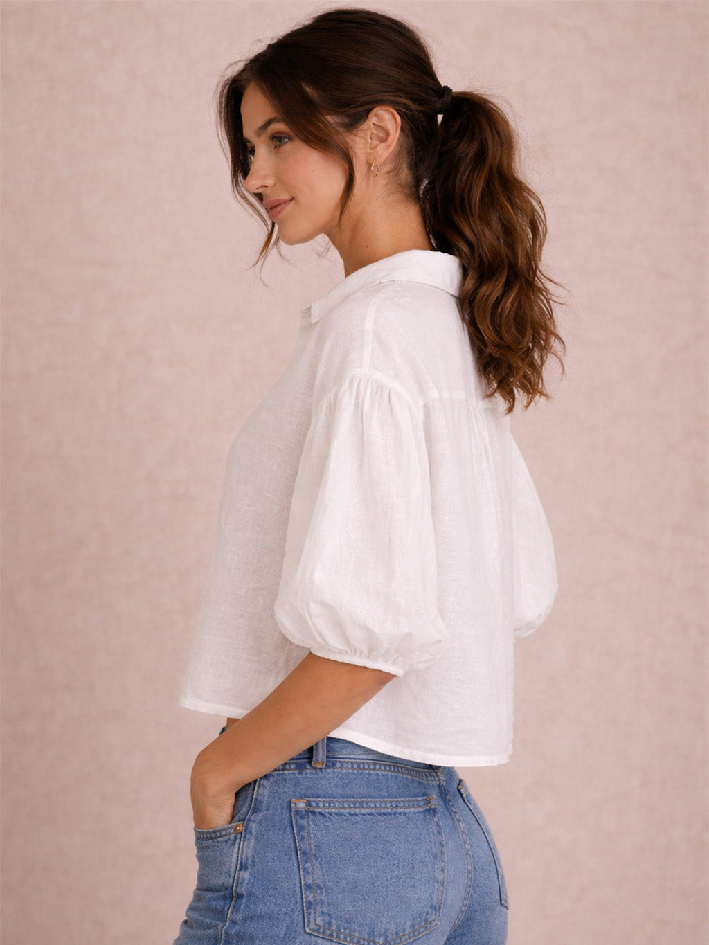 Cotton linen white top