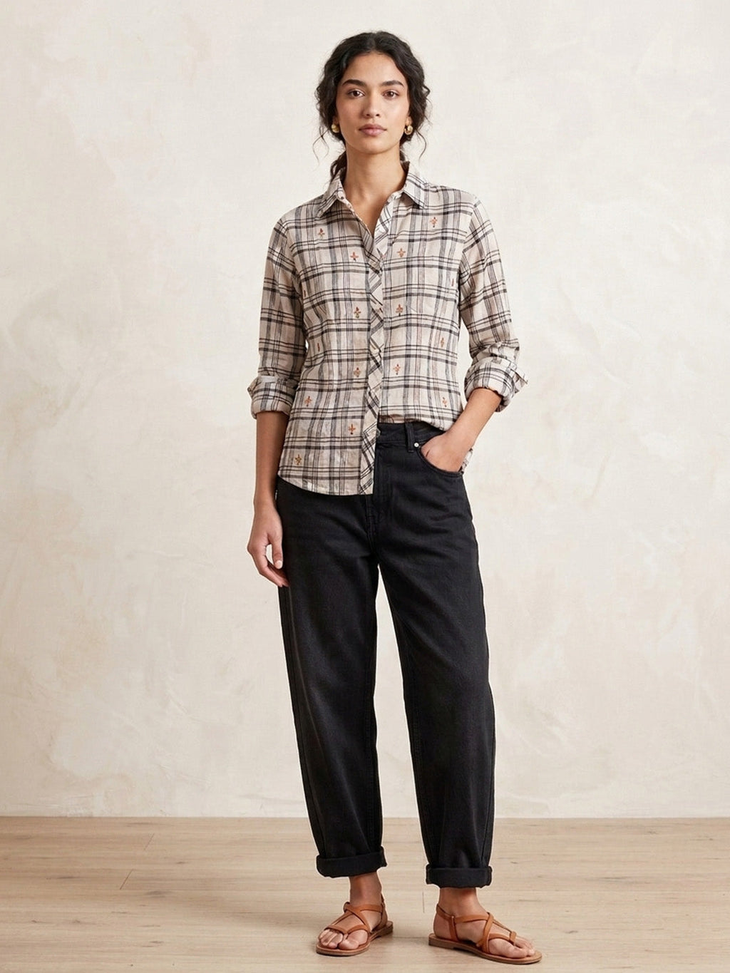 Embroidered Check Shirt