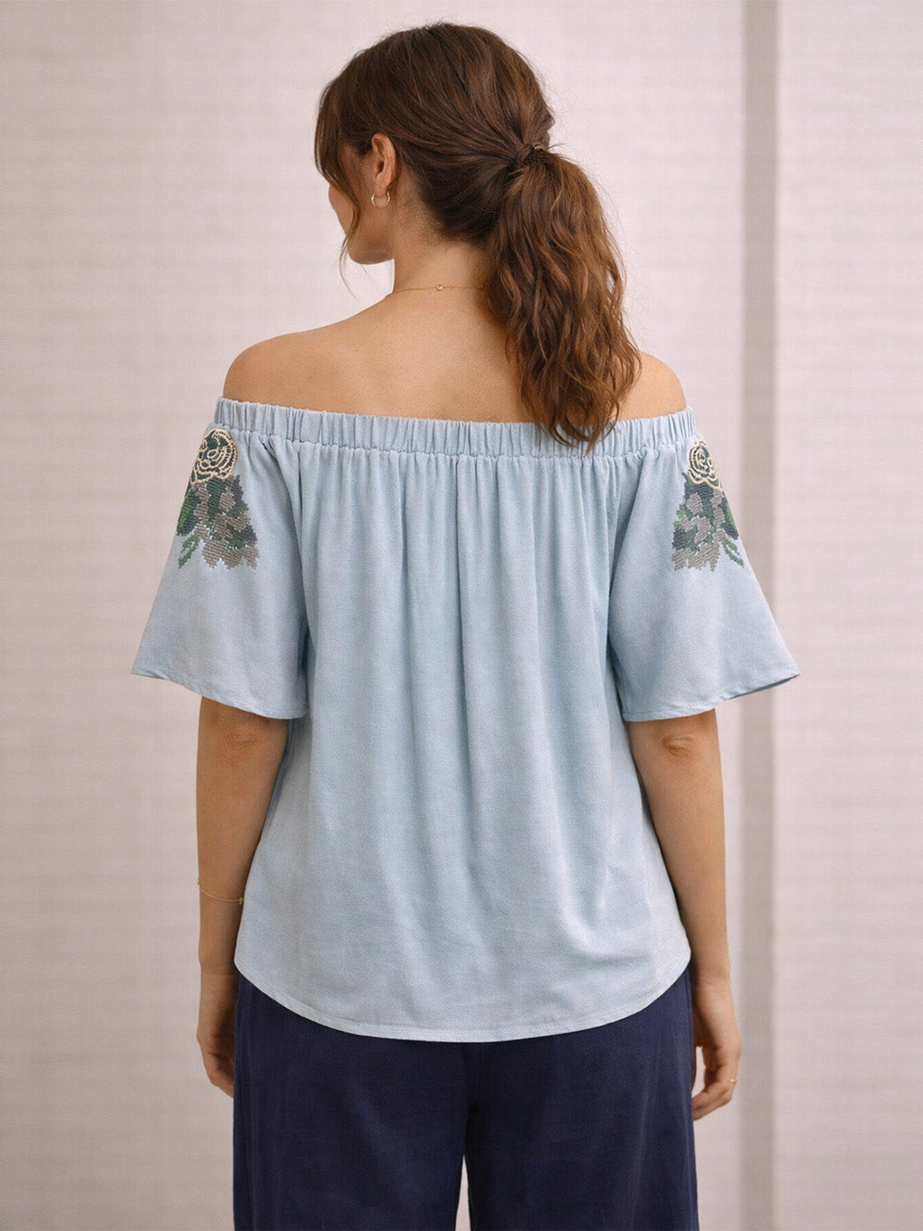 Off-shoulder Embroidered Top