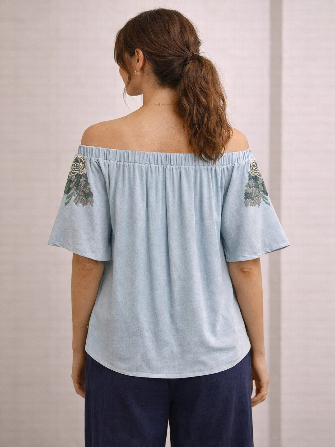 Off-shoulder Embroidered Top