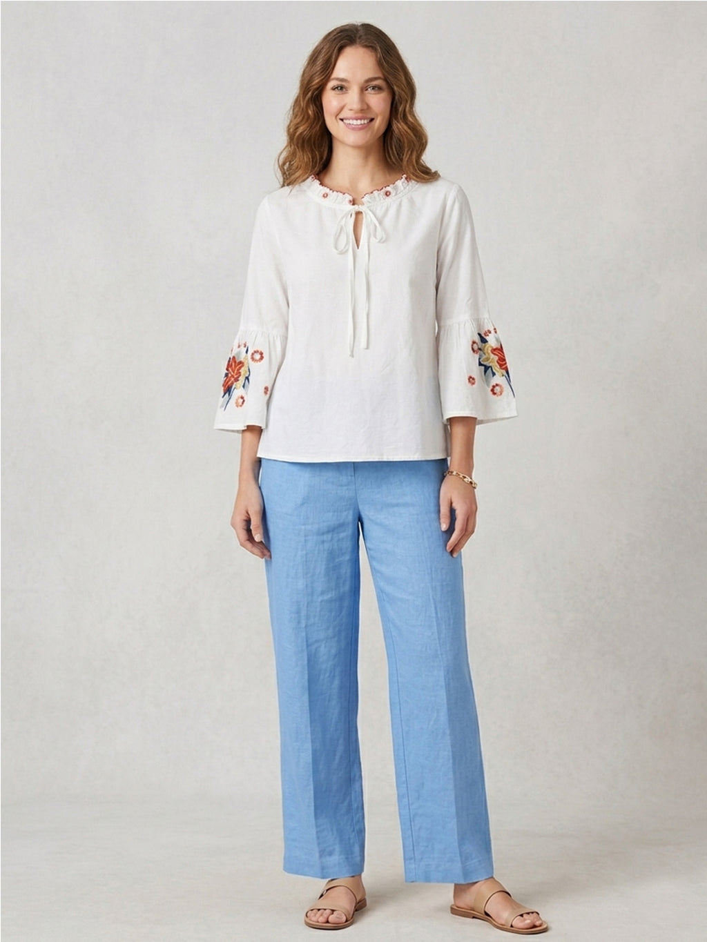 White cotton embroidered top