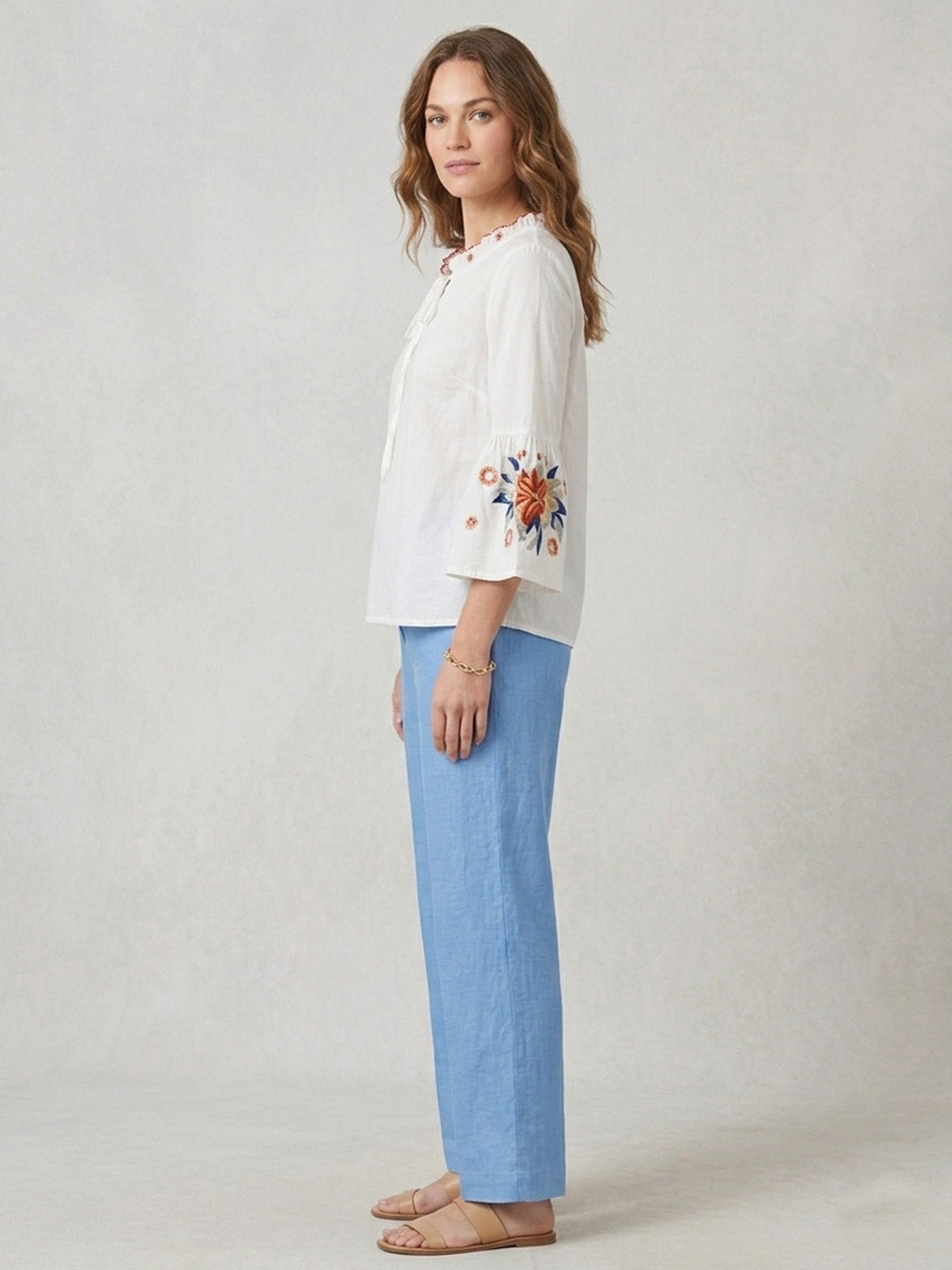 White cotton embroidered top