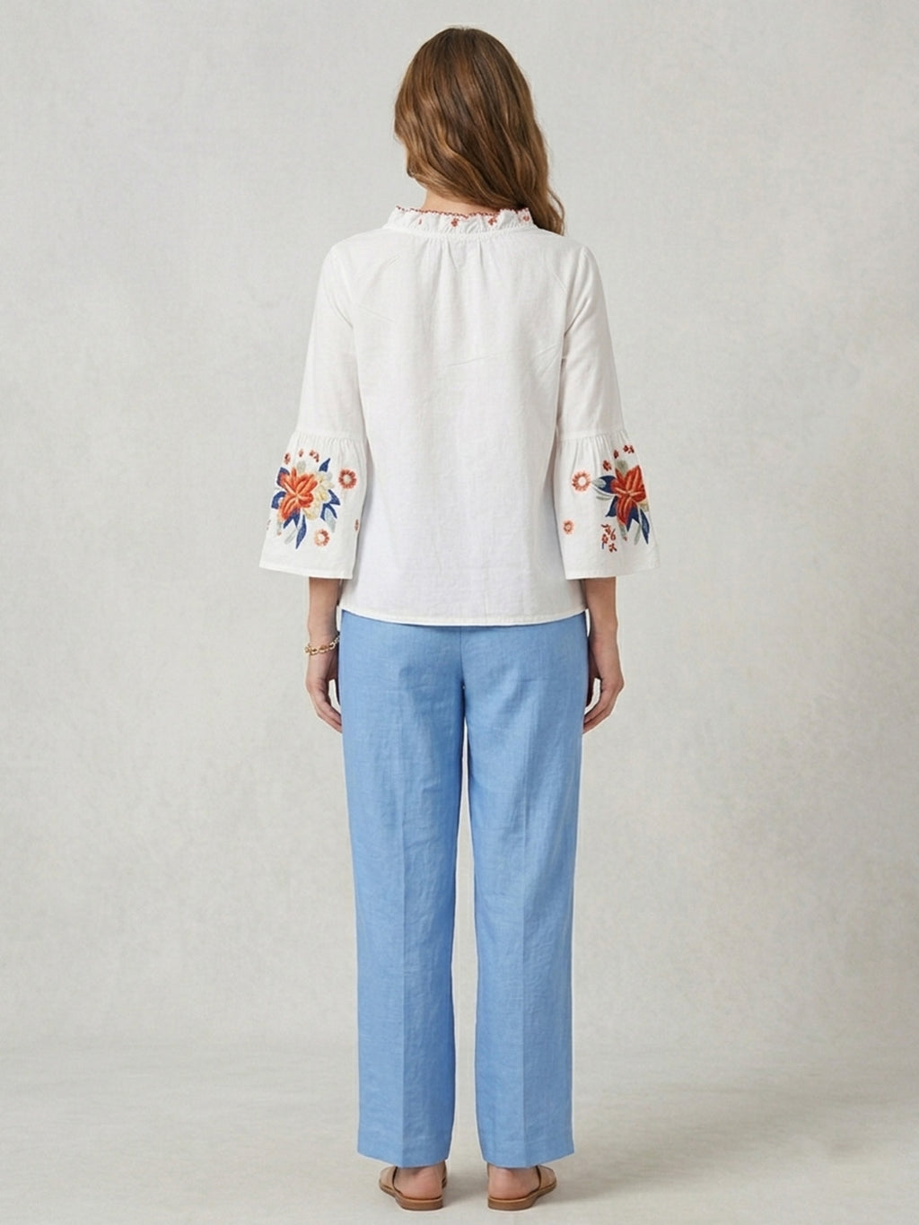 White cotton embroidered top