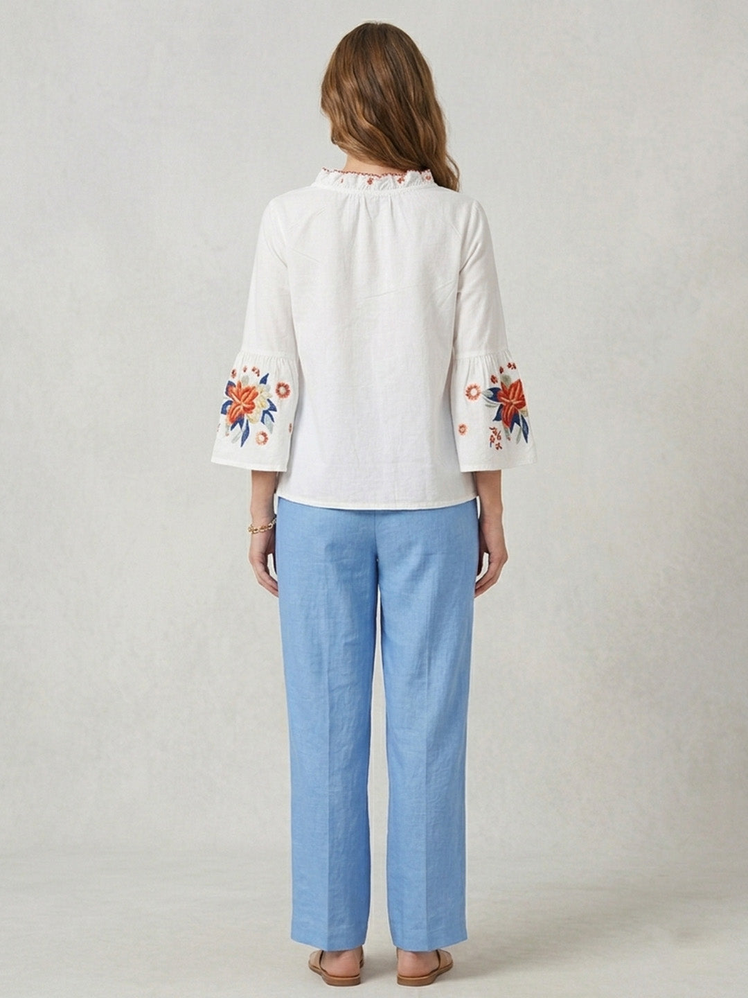 White cotton embroidered top