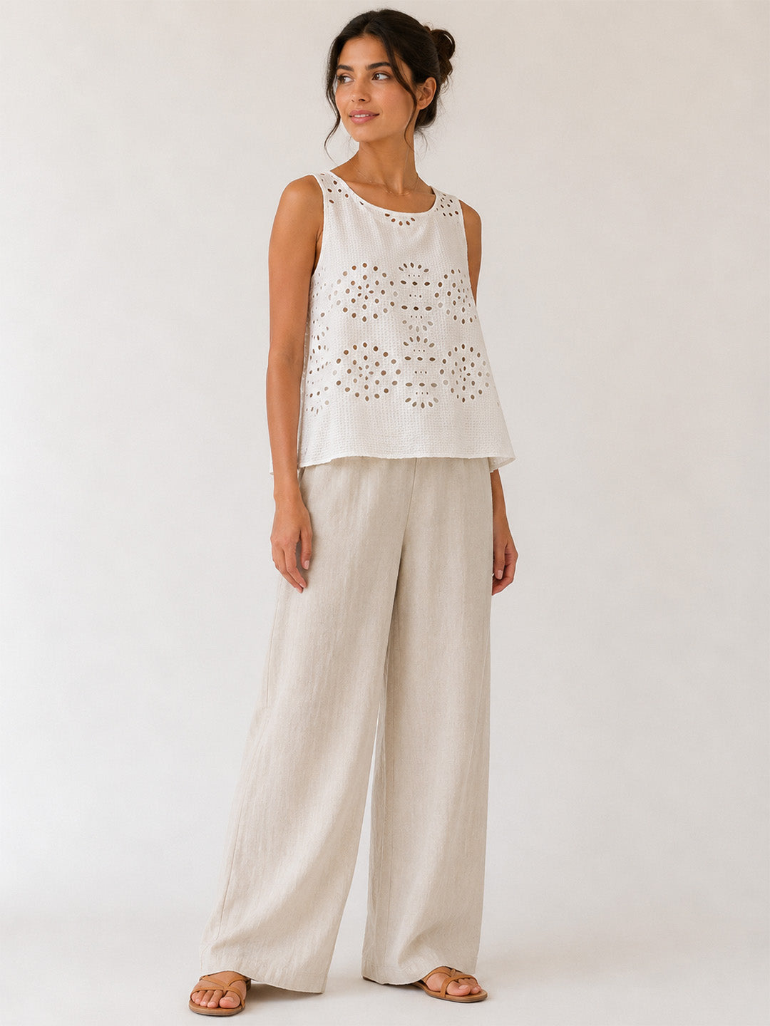 Embroidered Schifli White Top