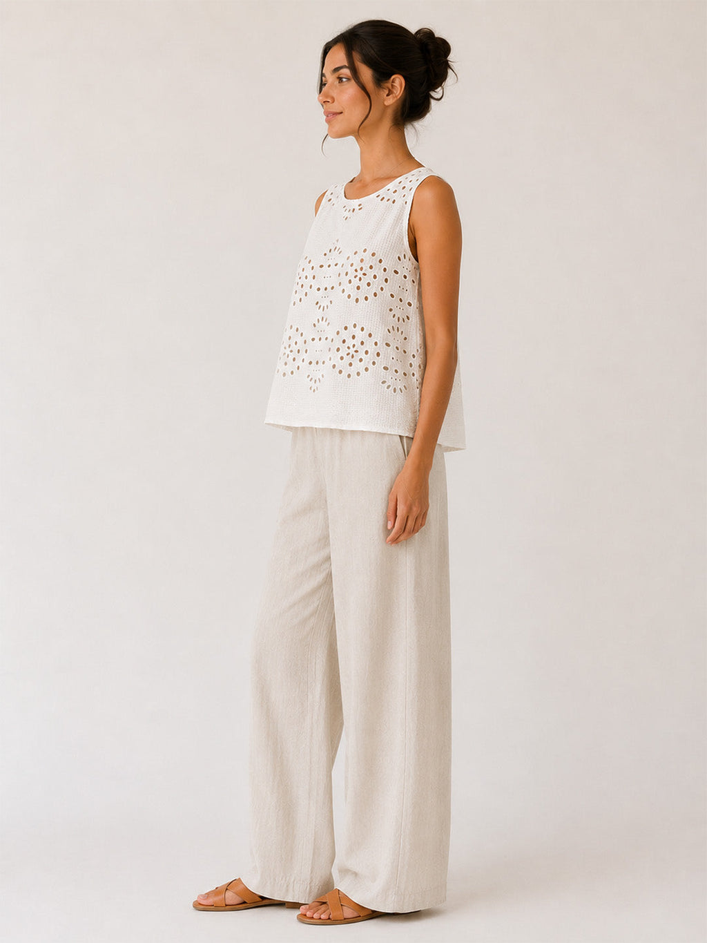 Embroidered Schifli White Top