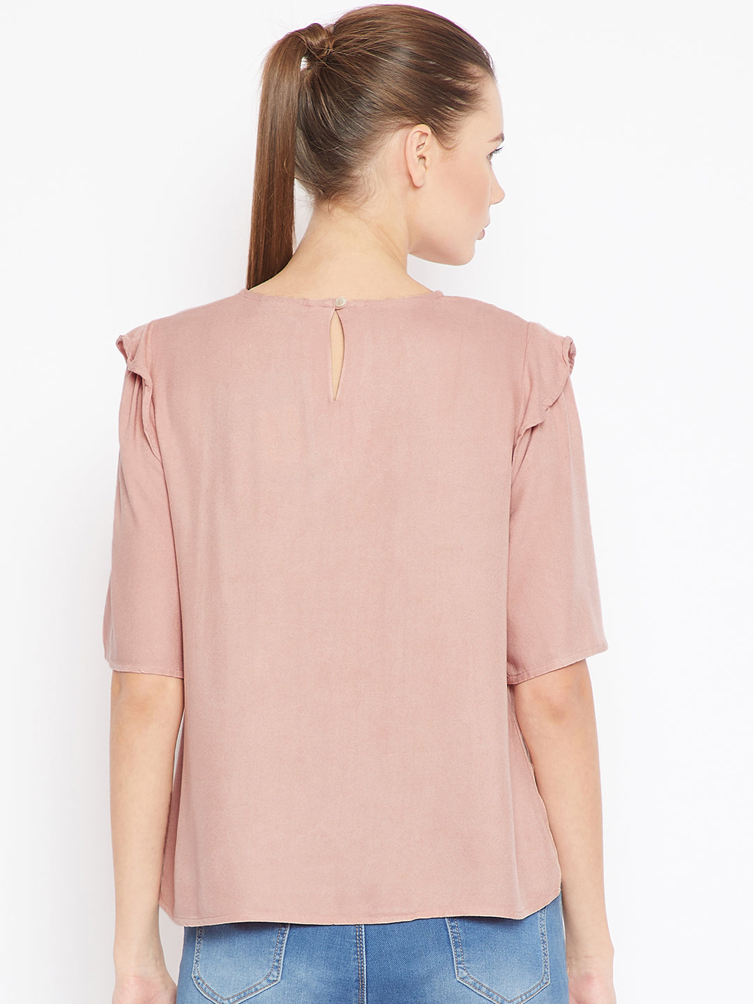Scoup Peach-Coloured Embroidered Top