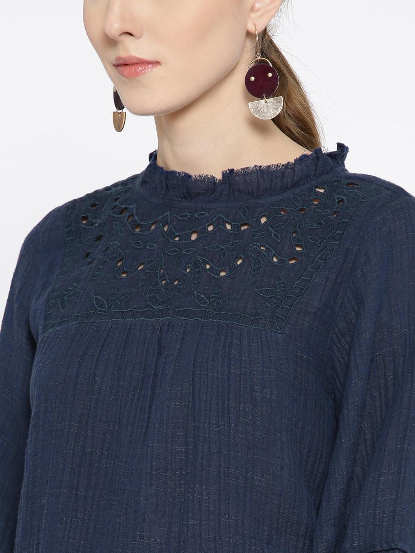Scoup Navy Blue A-Line Cotton Top
