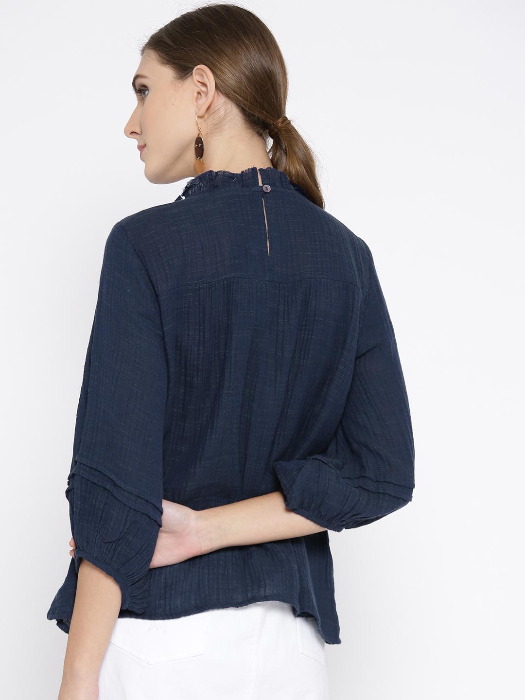 Scoup Navy Blue A-Line Cotton Top