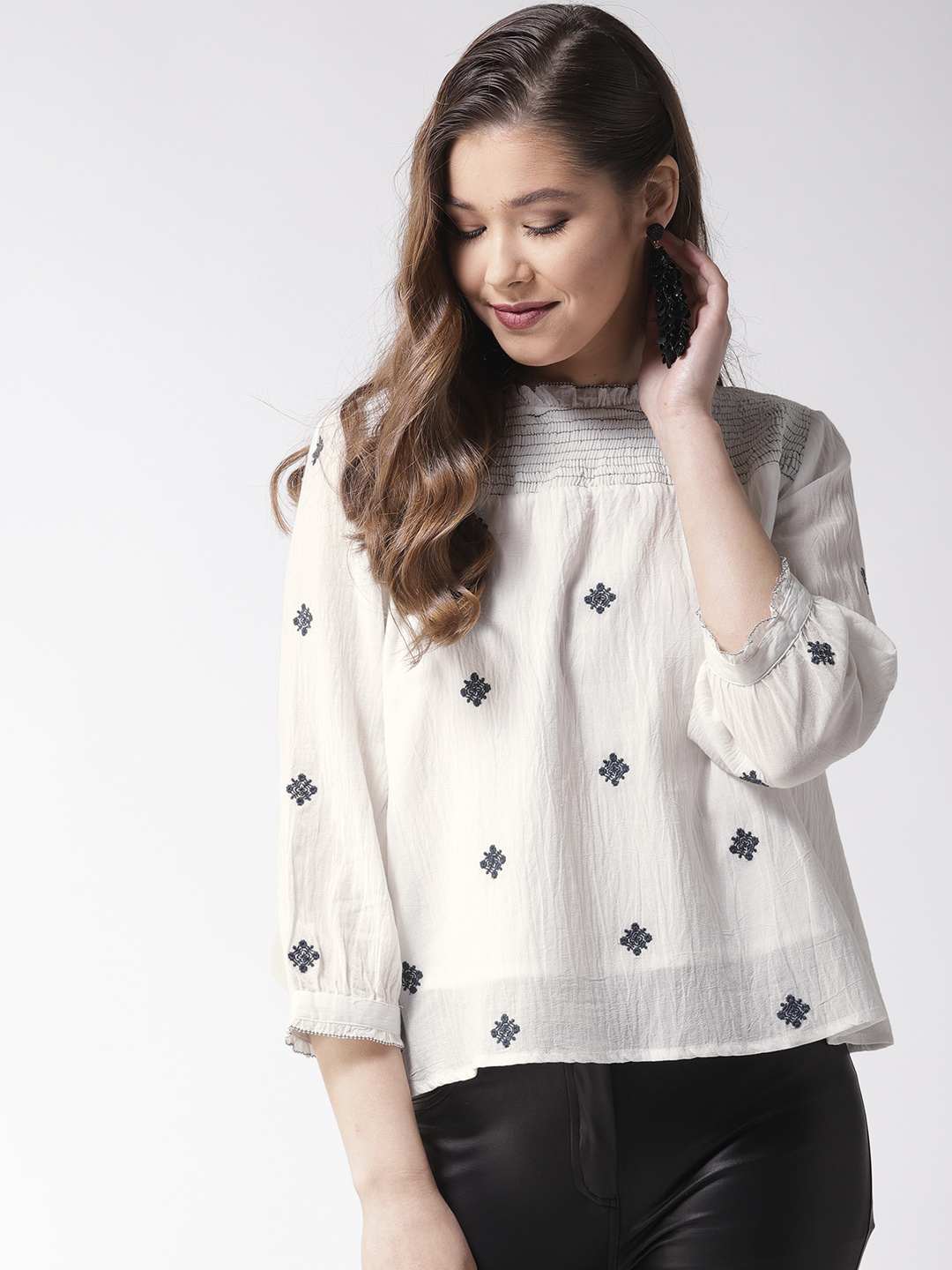 Smocked Yoke & Embroidered Top