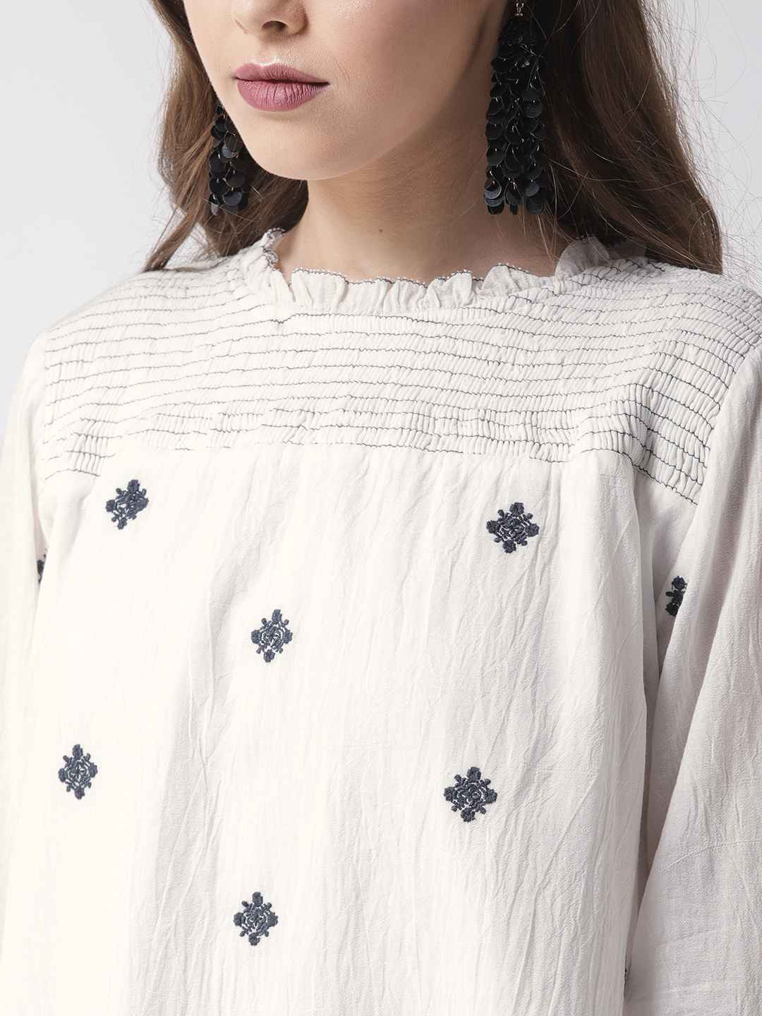 Smocked Yoke & Embroidered Top