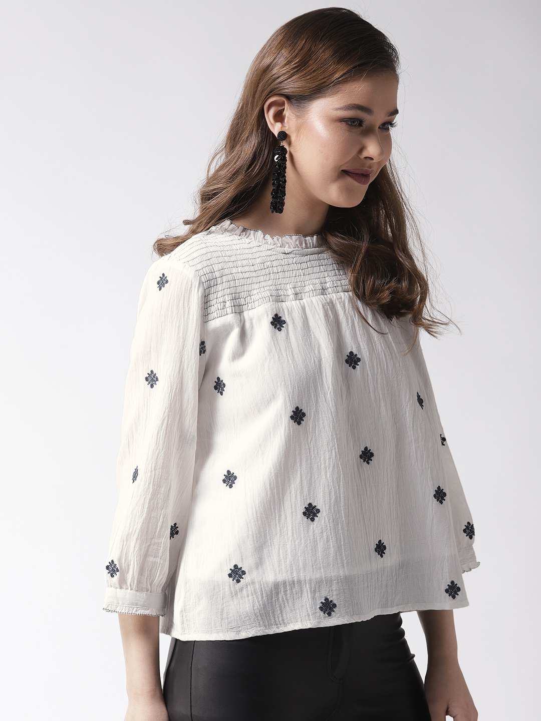 Smocked Yoke & Embroidered Top