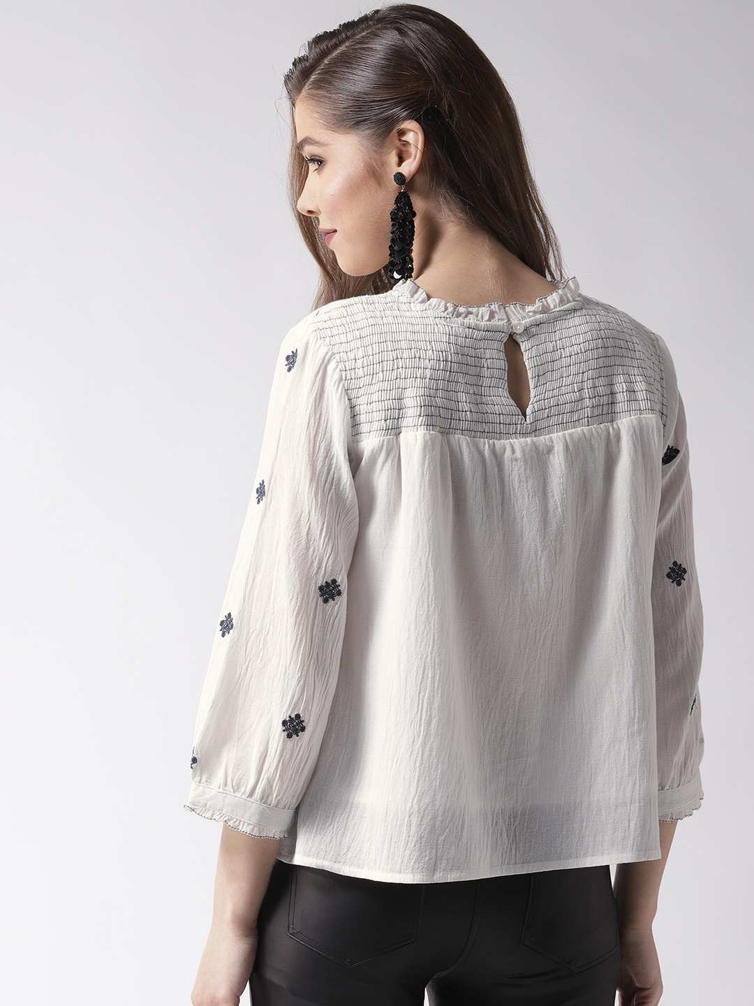 Smocked Yoke & Embroidered Top
