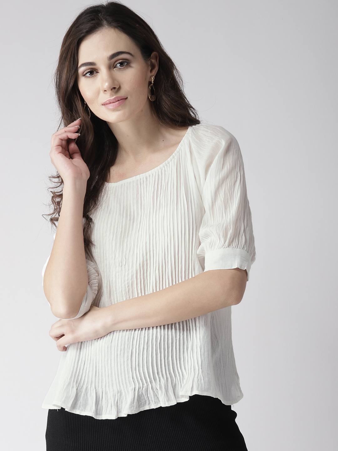 White Pintuck Detail Top