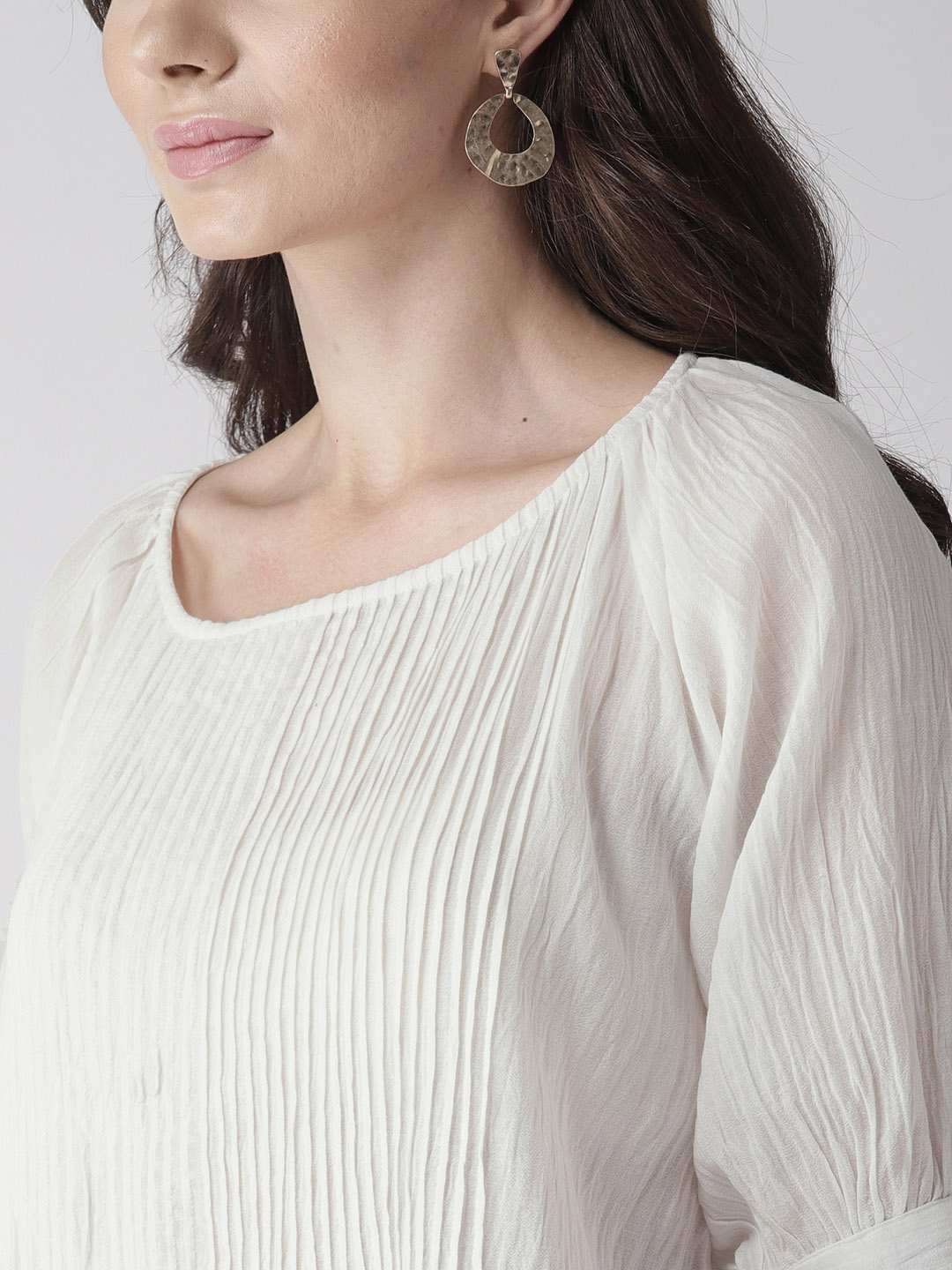 White Pintuck Detail Top