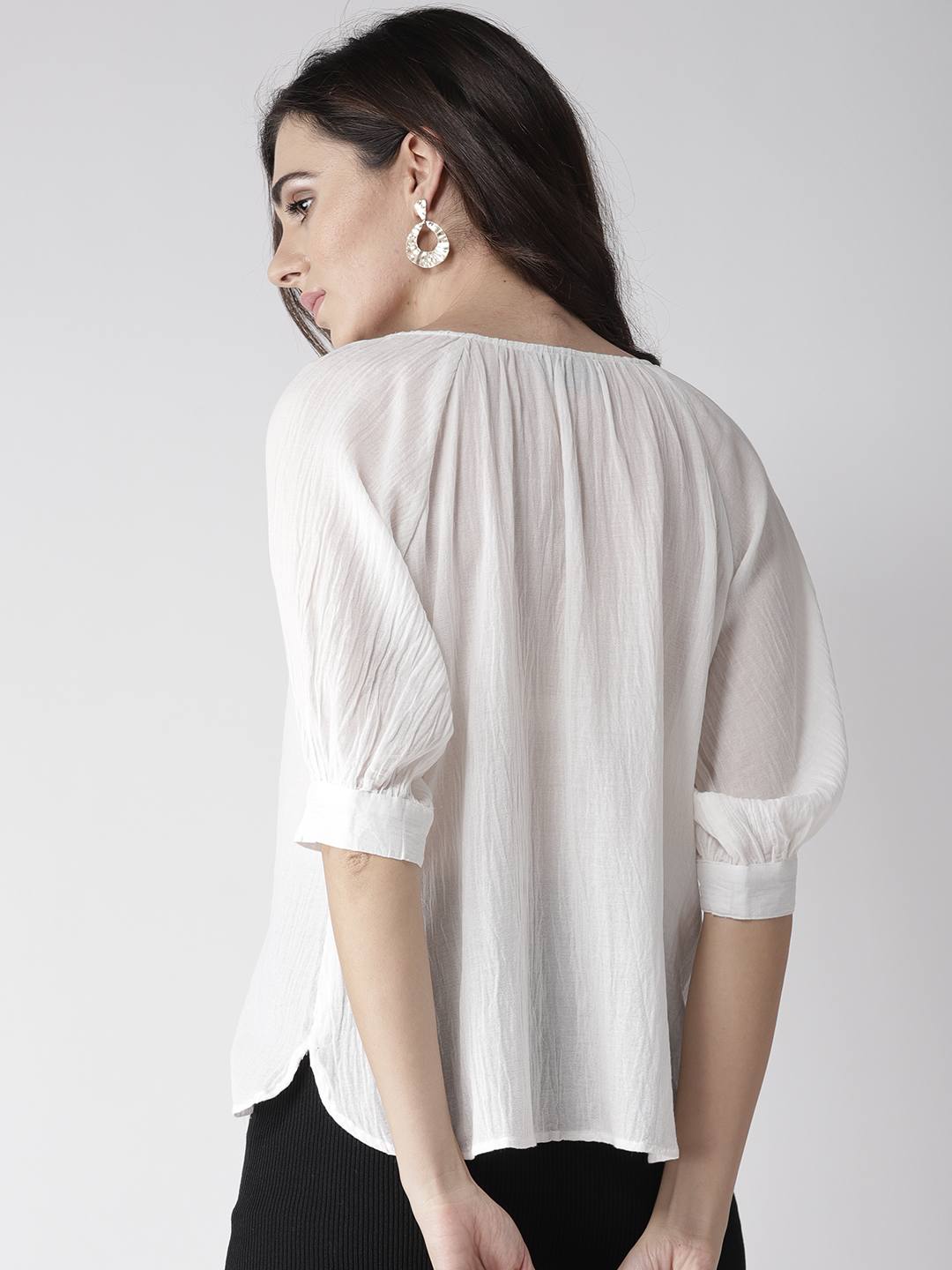 White Pintuck Detail Top