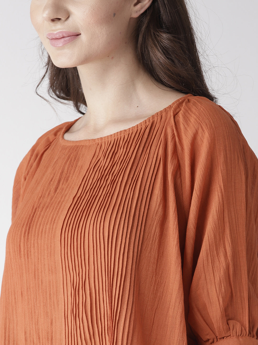 Scoup Rust Pintuck Detail Top